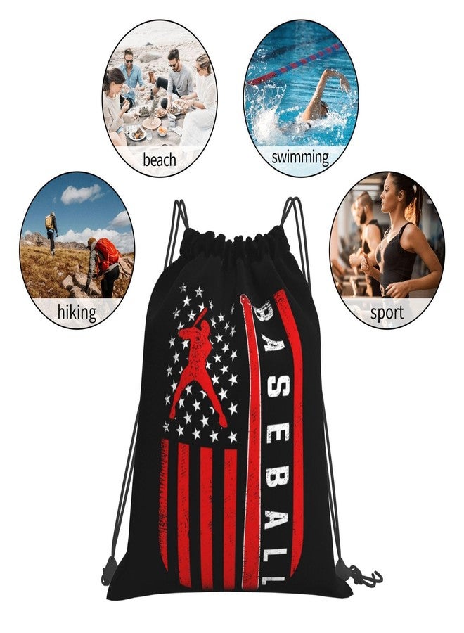 AIMASTZ American Baseball Flag Unisex Drawstring Backpack Bag Sport Gym Swim Travel Sackpack - Image 4